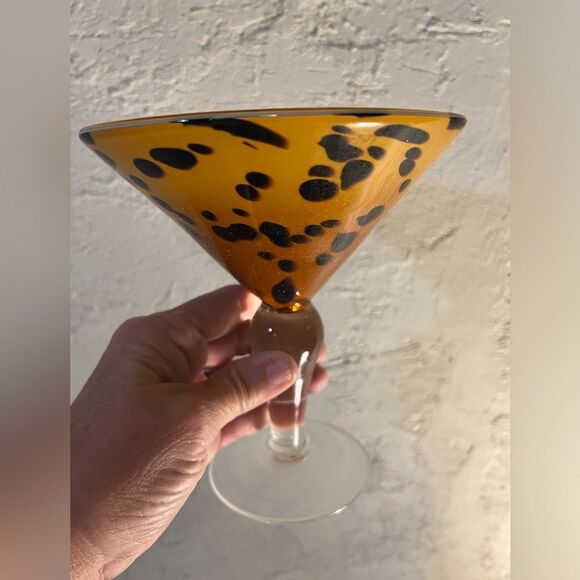 QuinnOptic__Amber_Rose_Ocean_C  Martini glasses hand blown set of two glasses, amber color-gorgeous for gifts